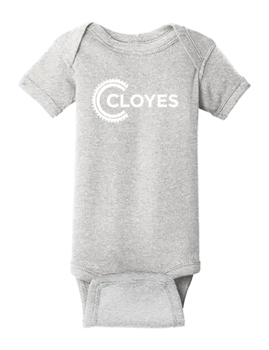 Rabbit Skins Light Grey Heather Infant Short Sleeve Baby Rib Bodysuit w/Cloyes Logo