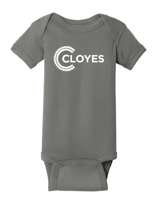 Rabbit Skins Charcoal Infant Short Sleeve Baby Rib Bodysuit w/Cloyes Logo