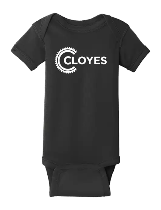 Rabbit Skins Black Infant Short Sleeve Baby Rib Bodysuit w/Cloyes Logo