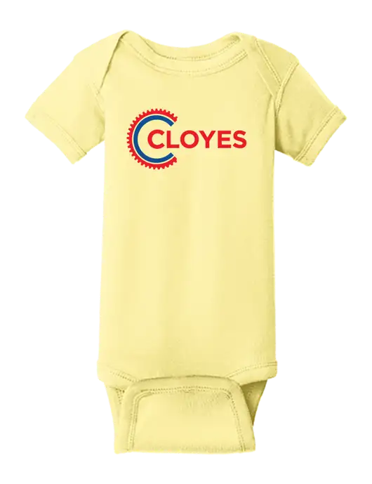Rabbit Skins Banana Infant Short Sleeve Baby Rib Bodysuit w/Cloyes Logo