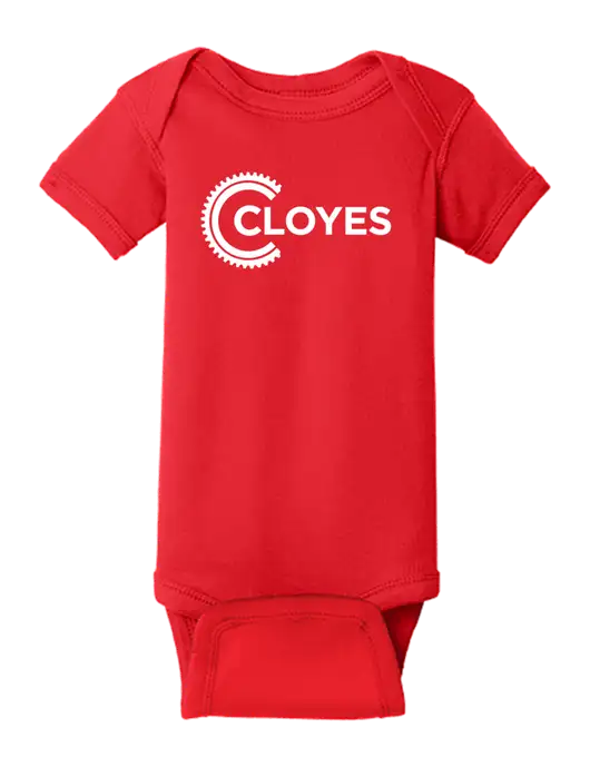 Rabbit Skins Red Infant Short Sleeve Baby Rib Bodysuit w/Cloyes Logo