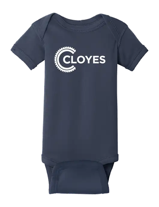 Rabbit Skins Navy Infant Short Sleeve Baby Rib Bodysuit w/Cloyes Logo