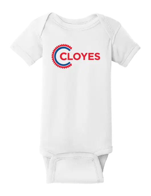 Rabbit Skins White Infant Short Sleeve Baby Rib Bodysuit w/Cloyes Logo