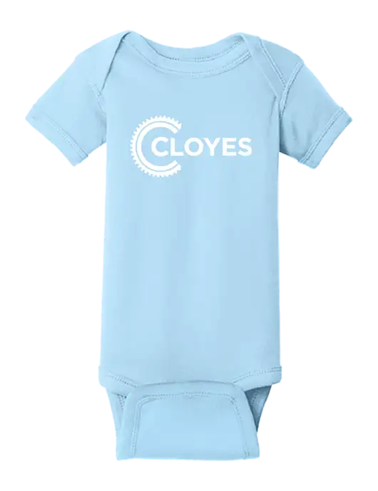 Rabbit Skins Light Blue Infant Short Sleeve Baby Rib Bodysuit w/Cloyes Logo