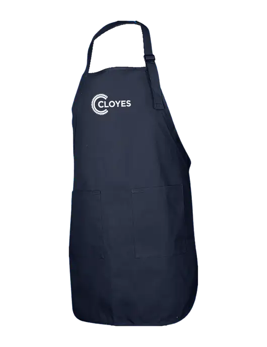 Full-Length Navy Apron With Pockets w/Cloyes Logo
