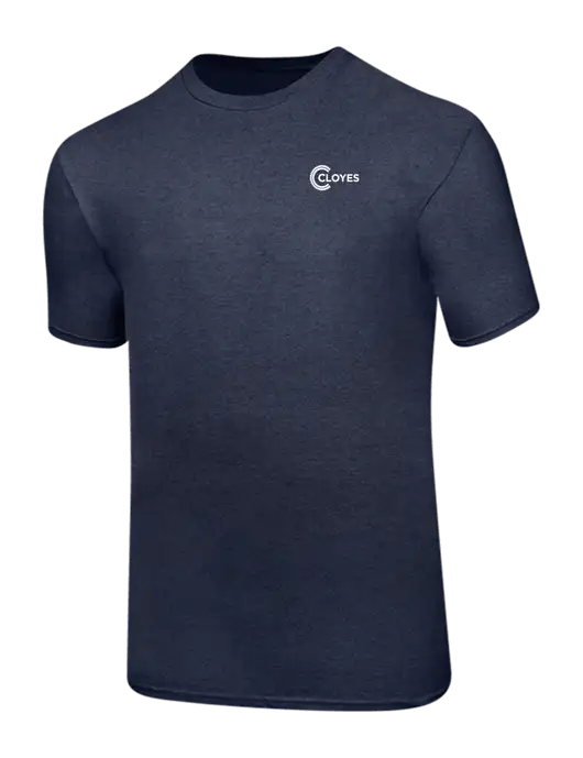 Ring Spun Heather Navy 4.5 oz T-Shirt w/Cloyes Logo