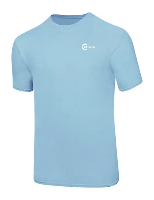 Ring Spun Light Blue 4.5 oz T-Shirt w/Cloyes Logo