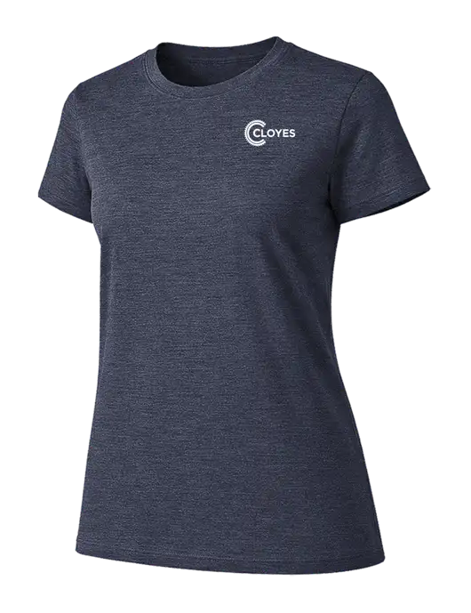 Womens Ring Spun Heather Navy 4.5 oz T-Shirt w/Cloyes Logo