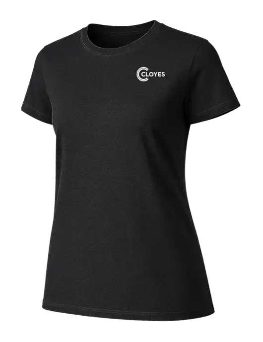 Womens Ring Spun Jet Black 4.5 oz T-Shirt w/Cloyes Logo