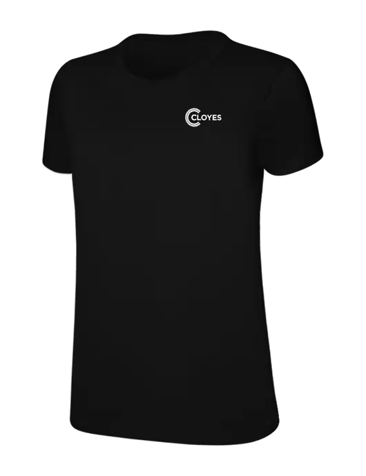 Womens Ring Spun Jet Black 4.5 oz T-Shirt w/Cloyes Logo