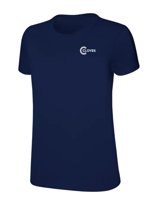 Womens Ring Spun Navy 4.5 oz T-Shirt w/Cloyes Logo