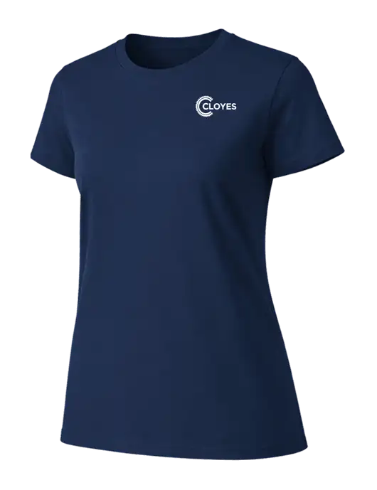 Womens Ring Spun Navy 4.5 oz T-Shirt w/Cloyes Logo