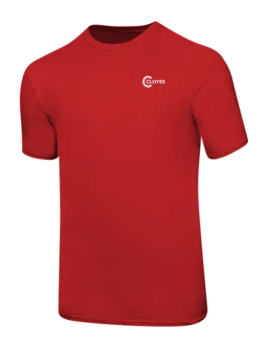Ring Spun Red 4.5 oz T-Shirt w/Cloyes Logo
