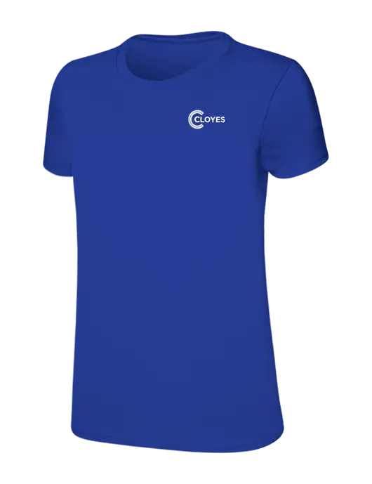 Womens Ring Spun Royal 4.5 oz T-Shirt w/Cloyes Logo