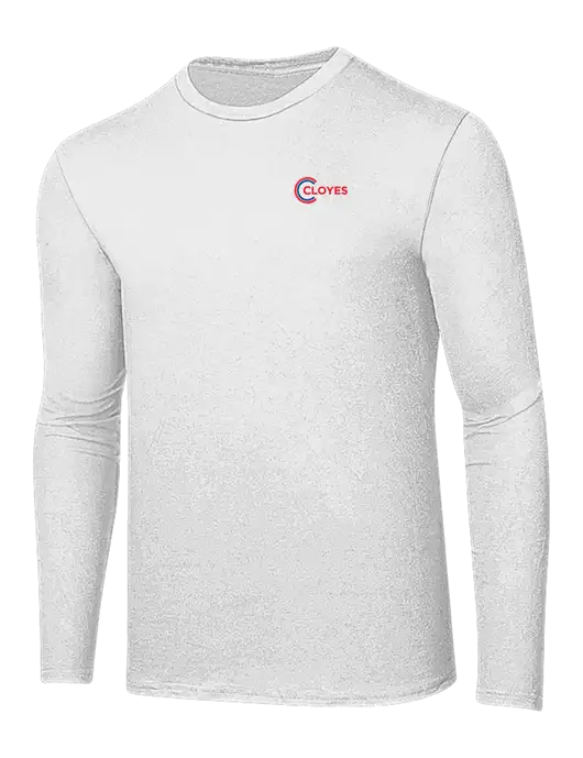 Ring Spun White 4.5 oz Long Sleeve T-Shirt w/Cloyes Logo