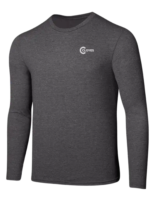 Seriously Soft Heathered Charcoal Long Sleeve T-Shirt w/Cloyes Logo