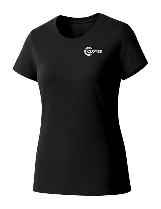 Womens Seriously Soft Black T-Shirt w/Cloyes Logo