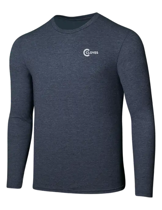 Seriously Soft Heathered Navy Long Sleeve T-Shirt w/Cloyes Logo