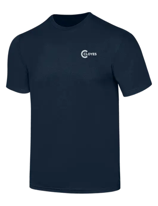Simply Soft Navy 4.5oz  Poly/Combed Ring Spun Cotton T-Shirt w/Cloyes Logo