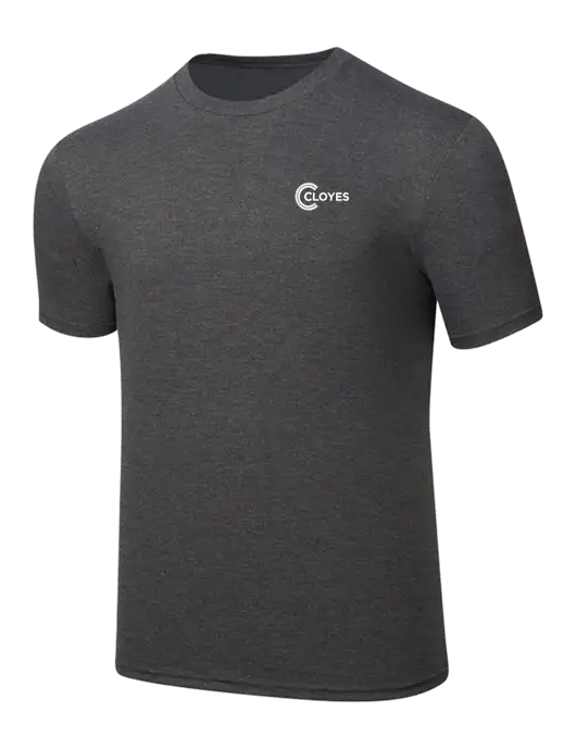 Simply Soft Heathered Charcoal 4.5oz  Poly/Combed Ring Spun Cotton T-Shirt w/Cloyes Logo