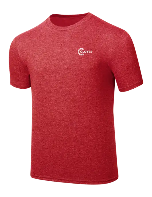 Simply Soft Red Frost 4.5oz  Poly/Combed Ring Spun Cotton T-Shirt w/Cloyes Logo