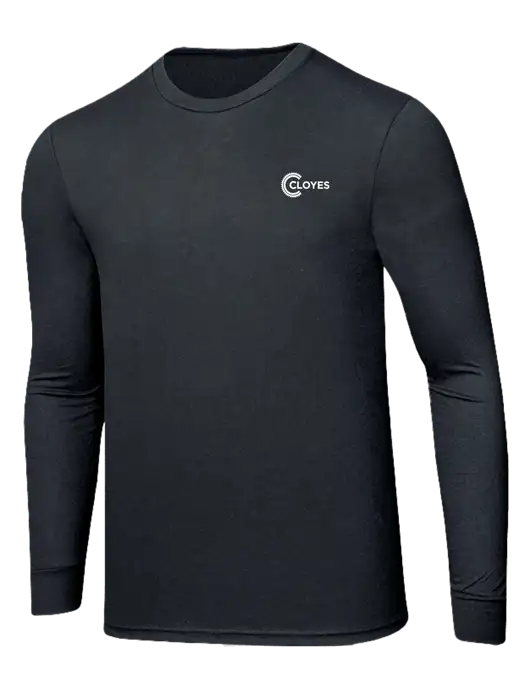 Simply Soft Long Sleeve Black Frost 4.5 oz, Poly/Combed Ring Spun Cotton T-Shirt w/Cloyes Logo
