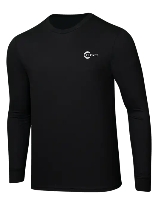 Simply Soft Long Sleeve Black 4.5 oz, Poly/Combed Ring Spun Cotton T-Shirt w/Cloyes Logo