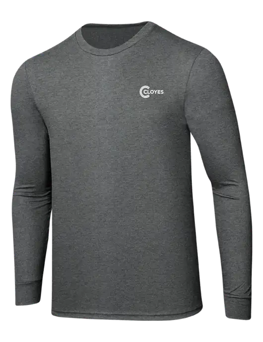 Simply Soft Long Sleeve Medium Grey Frost 4.5 oz, Poly/Combed Ring Spun Cotton T-Shirt w/Cloyes Logo