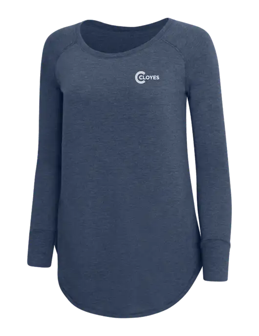 Womens Perfect Wide Collar Tunic Tri-Blend Navy Frost 4.5 oz T-Shirt w/Cloyes Logo