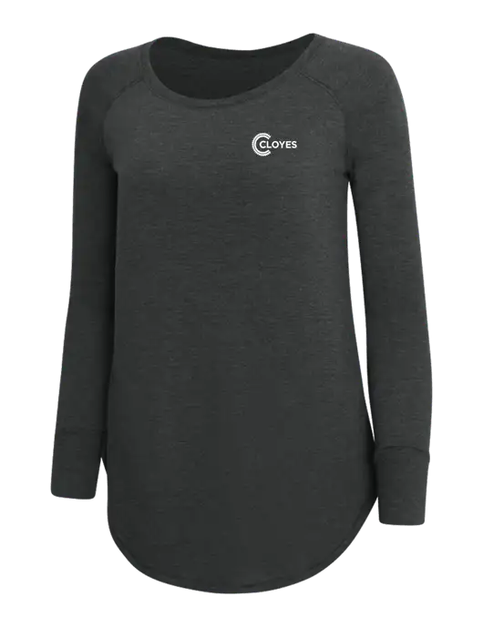 Womens Perfect Wide Collar Tunic Tri-Blend Black Frost 4.5 oz T-Shirt w/Cloyes Logo