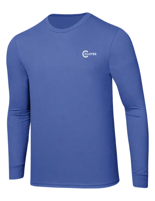 Simply Soft Long Sleeve Royal Frost 4.5 oz, Poly/Combed Ring Spun Cotton T-Shirt w/Cloyes Logo