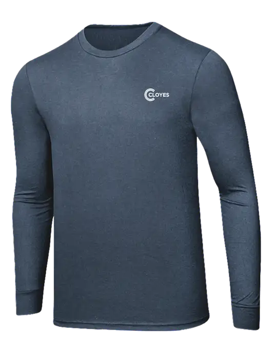 Simply Soft Long Sleeve Navy Frost 4.5 oz, Poly/Combed Ring Spun Cotton T-Shirt w/Cloyes Logo