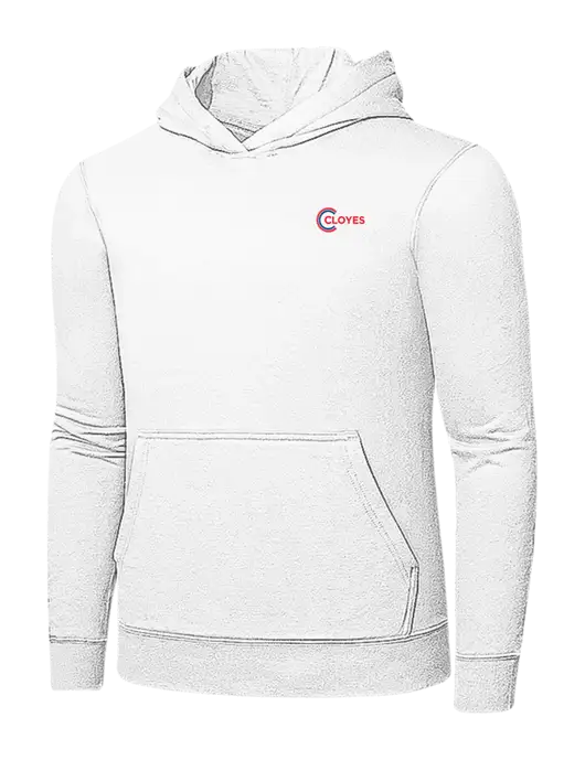 White 7.8 oz Ring Spun Hooded Sweatshirt w/Cloyes Logo