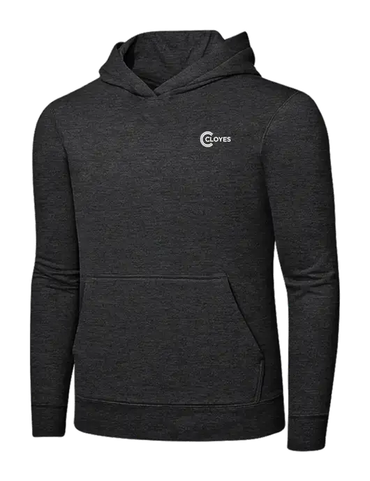 Dark Heather Grey 7.8 oz Ring Spun Hooded Sweatshirt w/Cloyes Logo