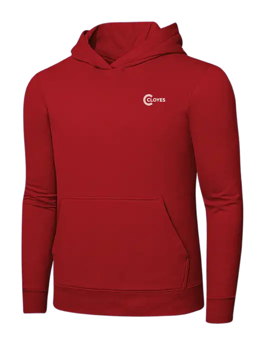 Bright Red 8.5 oz Ring Spun Hooded Sweatshirt w/Cloyes Logo