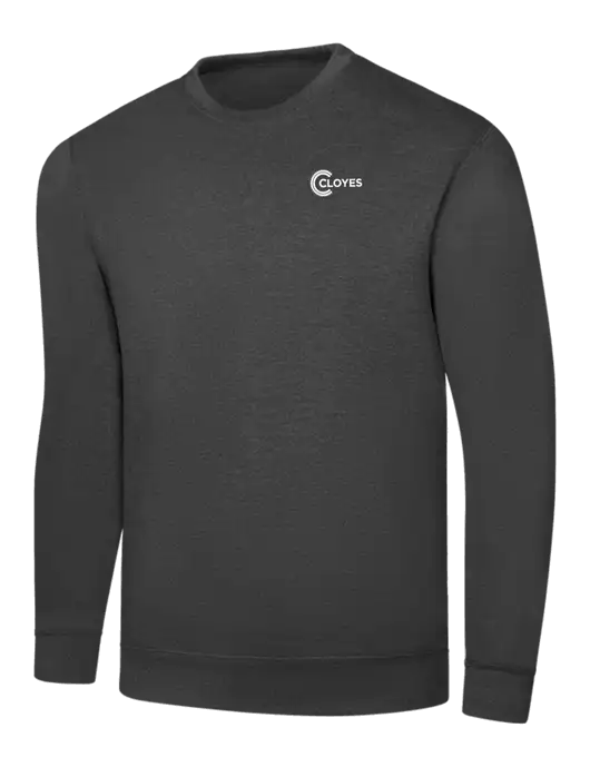 Dark Heather Grey 7.8 oz Ring Spun Crew Sweatshirt w/Cloyes Logo