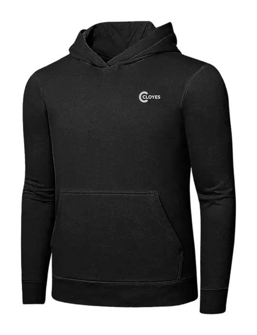 Jet Black 7.8 oz Ring Spun Hooded Sweatshirt w/Cloyes Logo