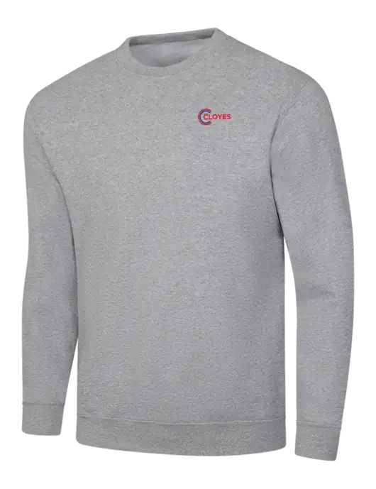 Light Grey Heather 7.8 oz Ring Spun Crew Sweatshirt w/Cloyes Logo