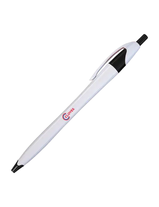 Novella White/Black Classic Pen - Blue Ink w/Cloyes Logo