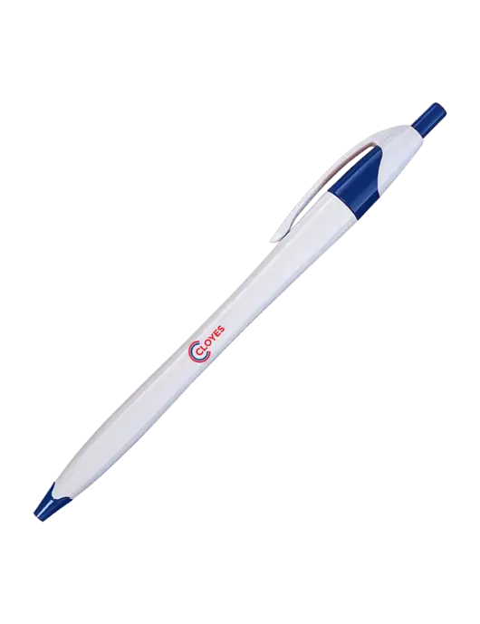 Novella White/Royal Classic Pen - Blue Ink w/Cloyes Logo