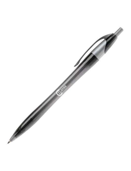 Novella Translucent Black/Silver Jewel Pen - Blue Ink w/Cloyes Logo