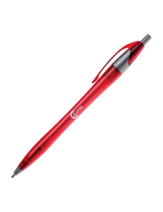 Novella Translucent Red/Silver Jewel Pen - Blue Ink w/Cloyes Logo