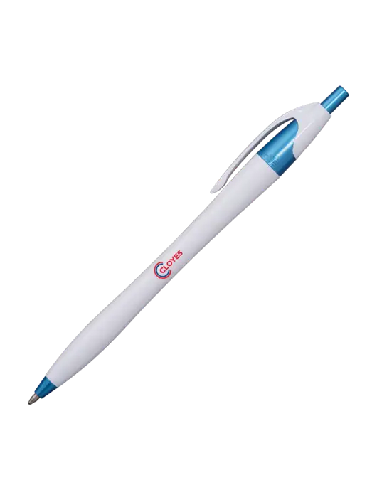 Novella White/Blue Shimmer Pen - Blue Ink w/Cloyes Logo