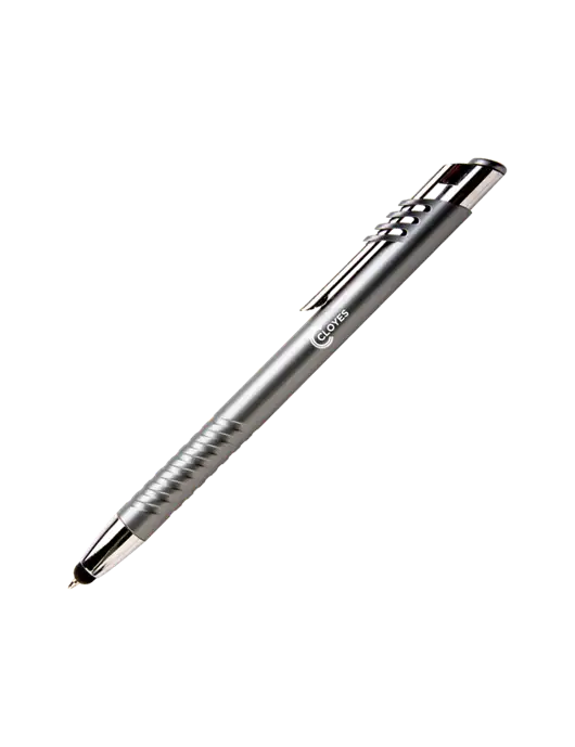 Schirhart Grey Stylus Pen - Blue Ink w/Cloyes Logo