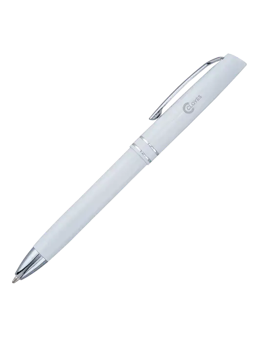 White Anguilla Black Ink Pen w/Cloyes Logo