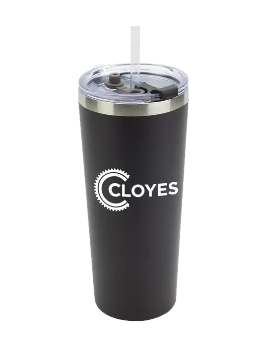 Brighton Black 20 oz Insulated Tumbler & Straw w/Cloyes Logo