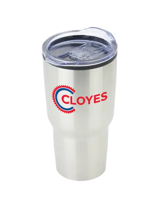 Odyssey Silver 30 oz Travel Tumbler w/Cloyes Logo