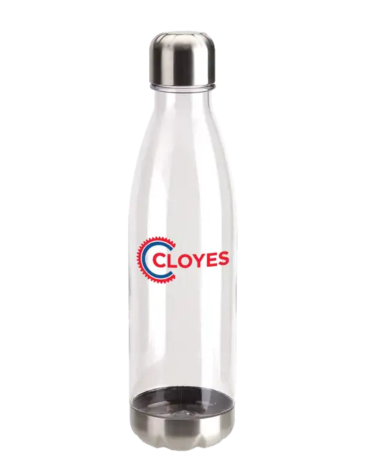 Bayside Tritan Clear 25 oz Bottle with Stainless Base and Cap w/Cloyes Logo