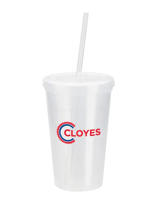 Sorrento Clear 16 oz Tumbler with Lid & Straw w/Cloyes Logo