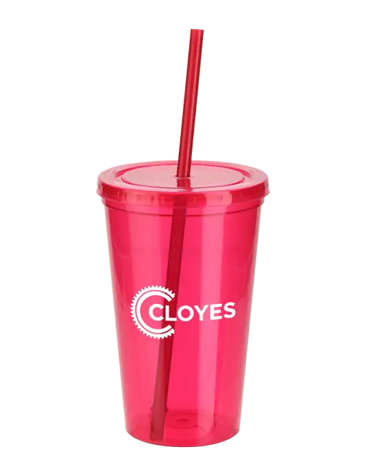 Sorrento Red 16 oz Tumbler with Lid & Straw w/Cloyes Logo